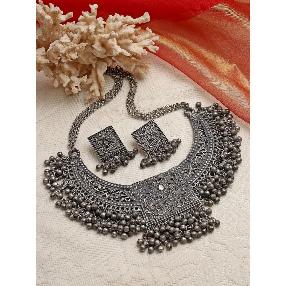 Oxidised online ghungroo necklace