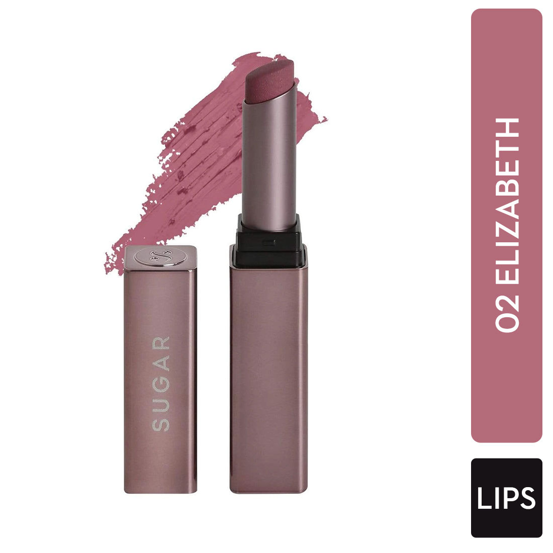 Buy SUGAR Cosmetics - Mettle - Satin Lipstick - 02 Elizabeth (Rosy Cheeks Pink) - 2.2 gms - Waterproof, Longlasting Lipstick for a Silky and Creamy Finish, Lasts Up to 8 hours - Purplle
