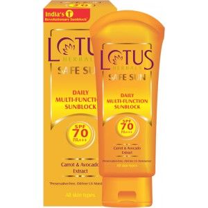 Buy Lotus Herbals Safe Sun Daily Multi-Function Sunblock SPF 70 Pa+++ (60 g) - Purplle