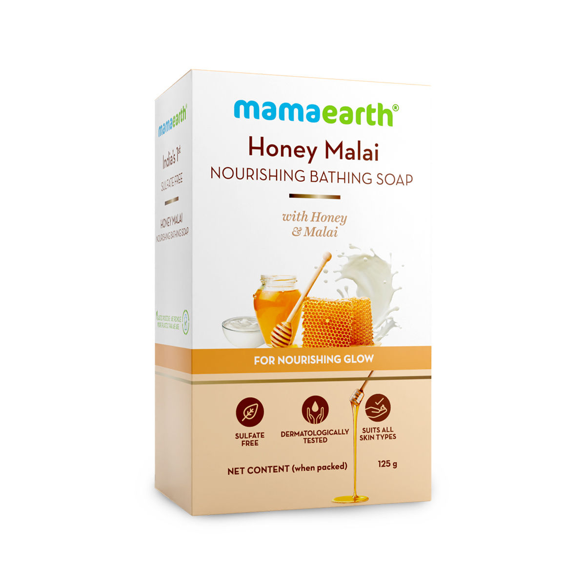 Buy Mamaearth Honey Malai Nourishing Bathing Soap with Honey & Malai for a Nourishing Glow (125 g) - Purplle