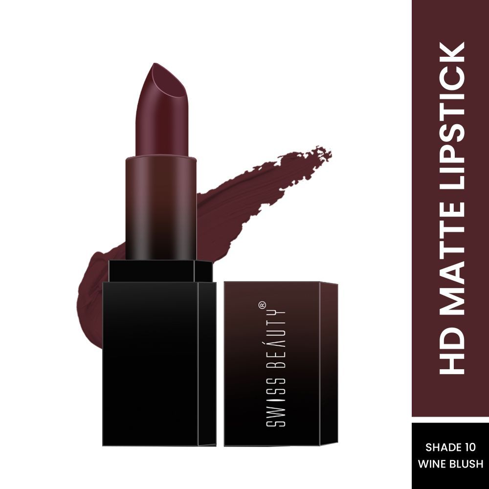 Buy Swiss Beauty HD Matte Lipstick Wine Blush 10 (3.5 g) - Purplle