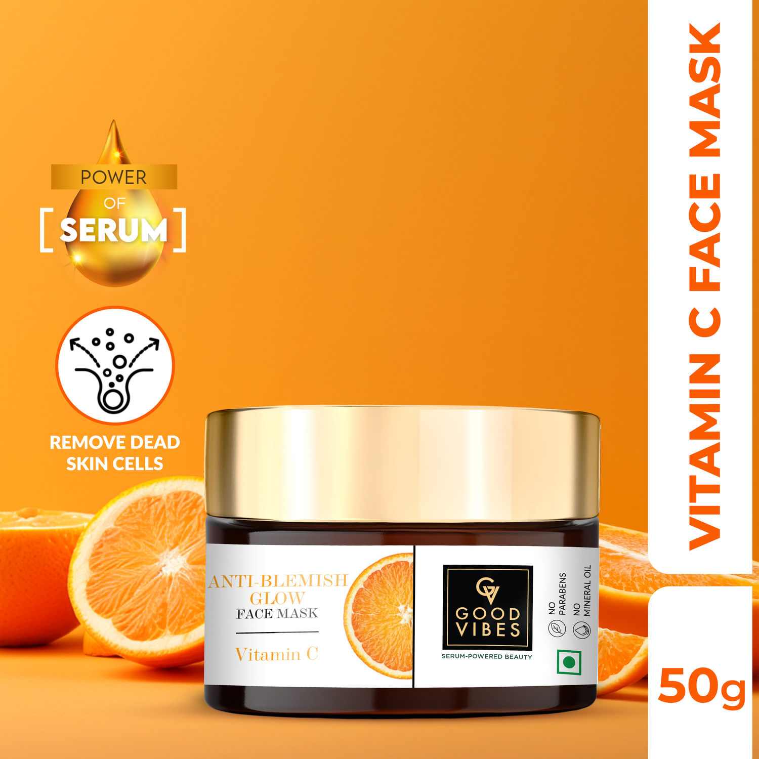 Buy Good Vibes Anti Blemish Glow Face Mask Vitamin C with Power of Serum | No Parabens, No Animal Testing, Vegan, No Mineral Oil, No Sulphates (50 g) - Purplle