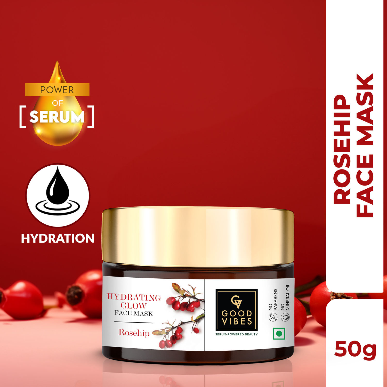 Buy Good Vibes Serum Hydrating Glow Face Mask Rosehip with Power Of Serum (50 g) - Purplle