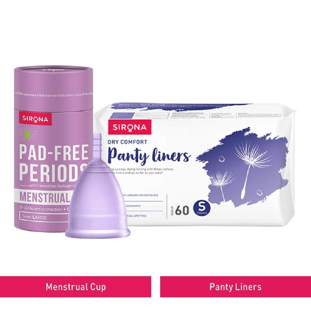 Buy Sirona FDA Approved Reusable Menstrual Cup (Small) with Ultra-Thin Premium Panty Liners (L) - Purplle