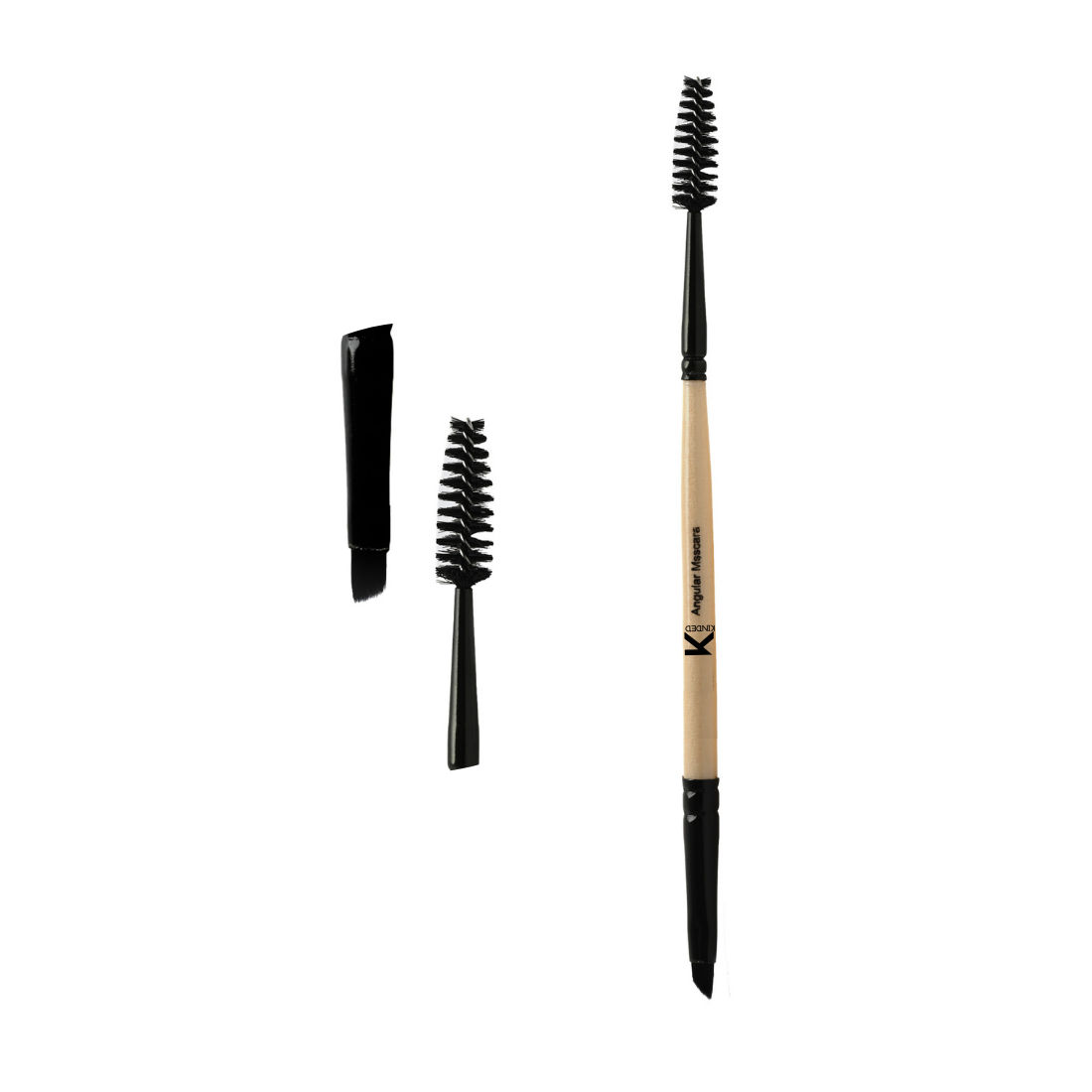 Buy KINDED Mascara Spoolie and Angular Eyebrow Double Sided 2 in 1 Makeup Brush Professional Series for Lashes Curling with Smooth Soft Synthetic Bristles Anti Rust Aluminium Ferrule Wooden Handle Grip - Purplle