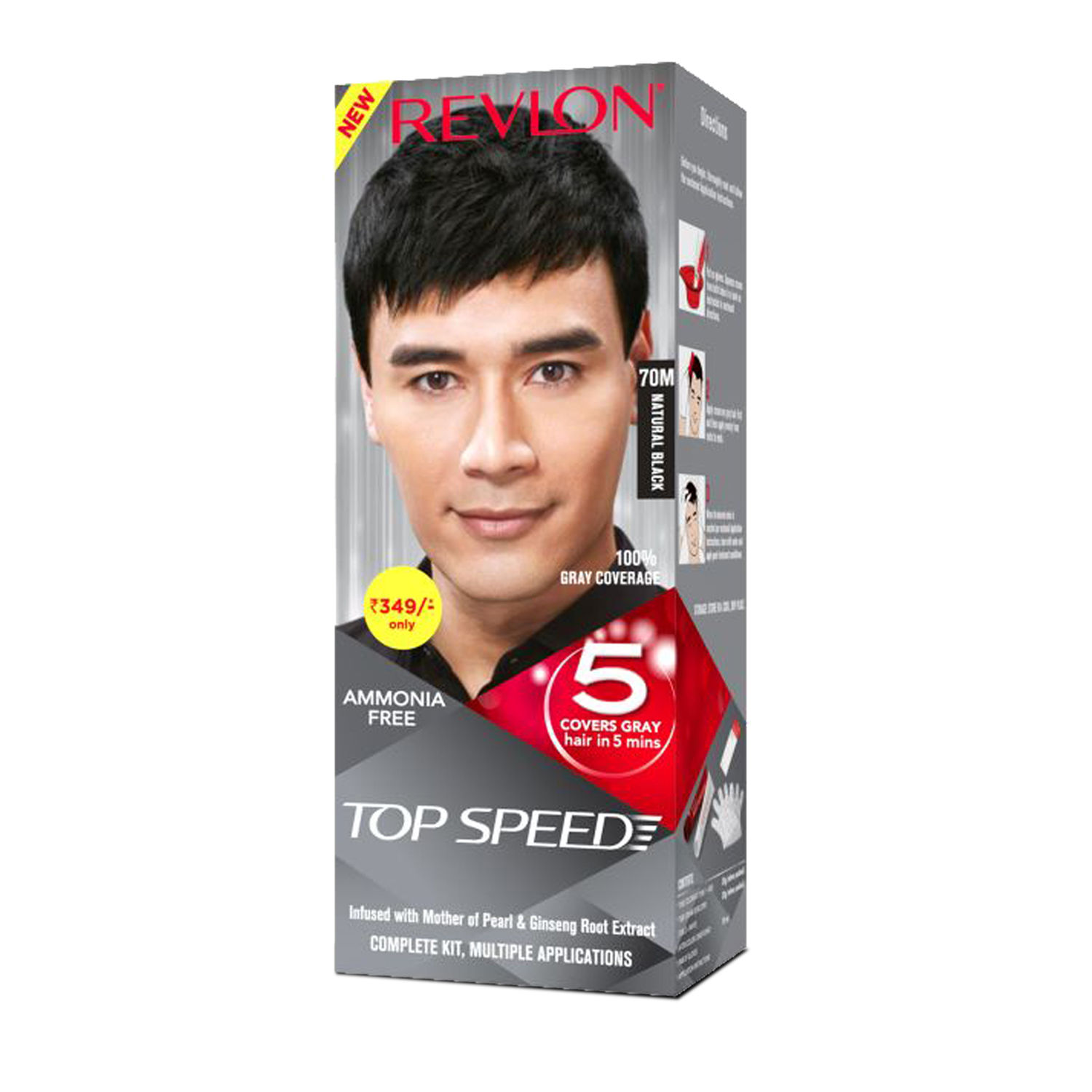 Buy Revlon Top Speed Hair Color Small Pack Man - Natural Black 70M - Purplle