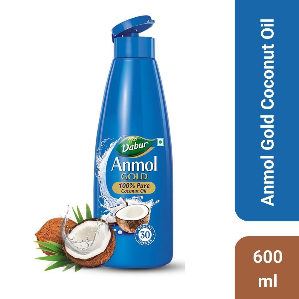 Buy Dabur Anmol Gold Coconut Oil - 600ml | 100% Pure Coconut Oil | Nourishes Hair & Scalp | Moisturises Skin & Damages - Purplle