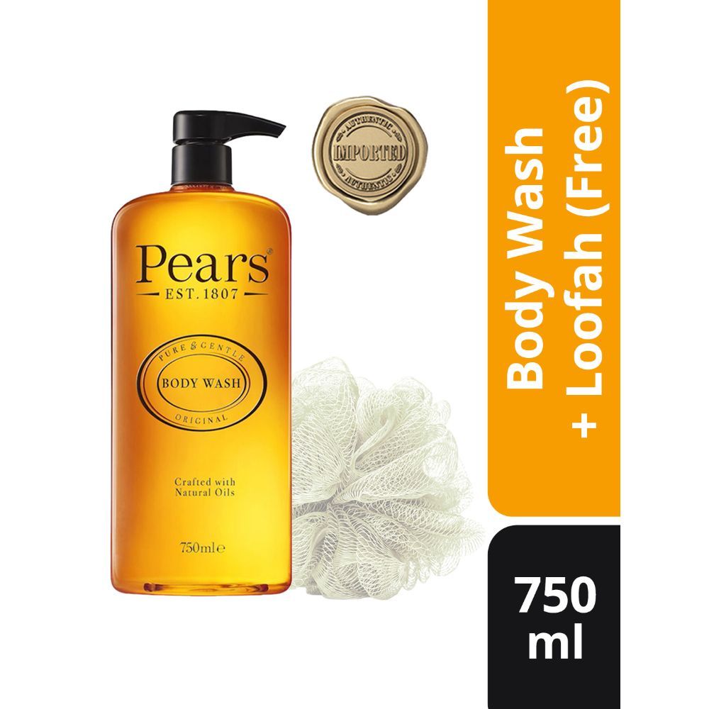 Buy Pears Pure glycerin & natural oil Body Wash, 100% Soap Free,750ml (Free Loofah) - Purplle