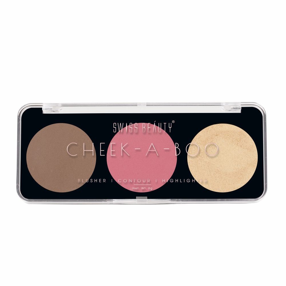 Buy Swiss Beauty Cheek-A-Boo 3 In One Blusher|Contour|Highlighter 01 - Purplle