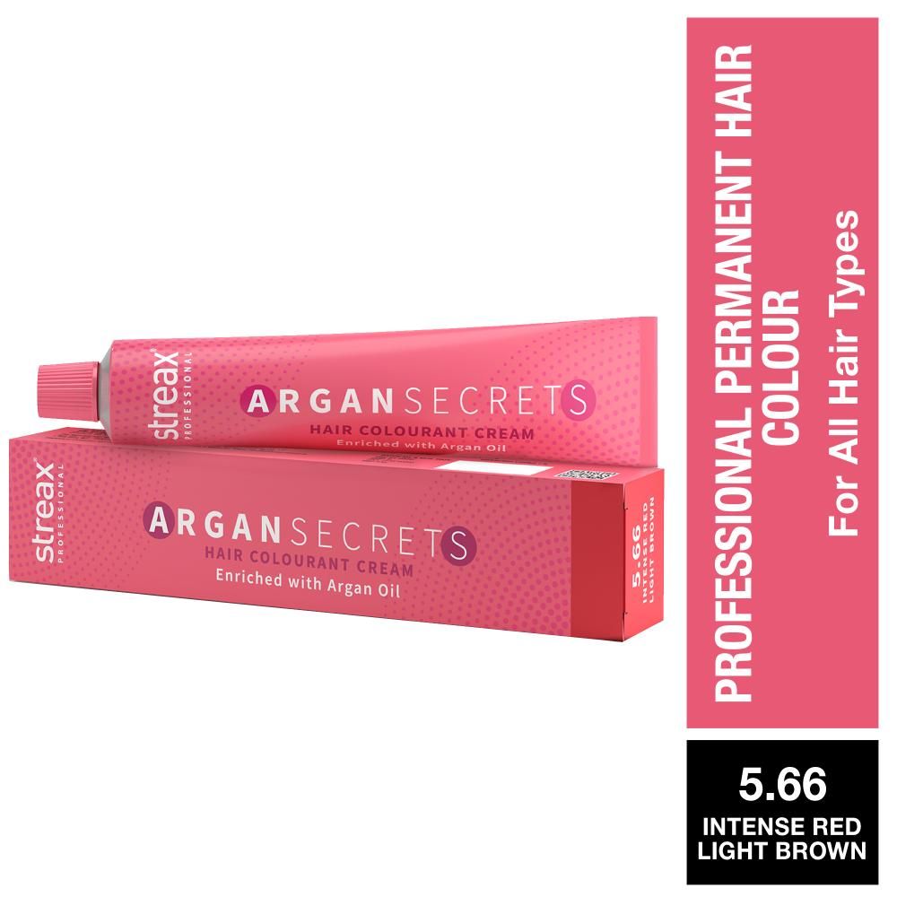 Buy Streax Professional Argan Secret Hair Colourant Cream - Intense Red Light Brown 5.66 (60 g) - Purplle