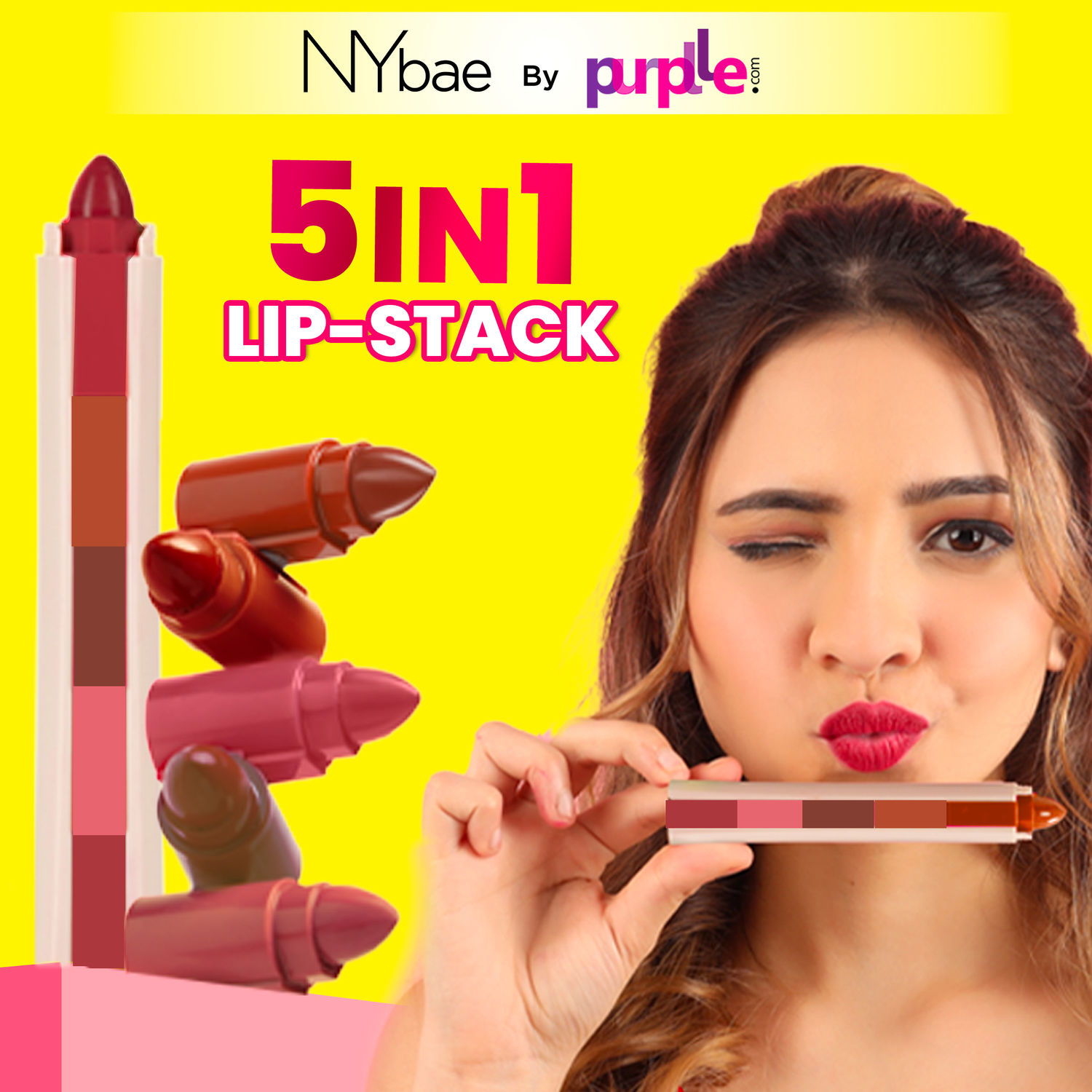 Buy NY Bae 5 in 1 Lipstick | Lip Crayon | Nude Pink and Brown Shades | Moisturising | Lip and Cheek Tint | Eyeshadow | Lipstick | Bronzer | Travel Kit | Multi-stick | Nude Moods 02 (6.5g) - Purplle