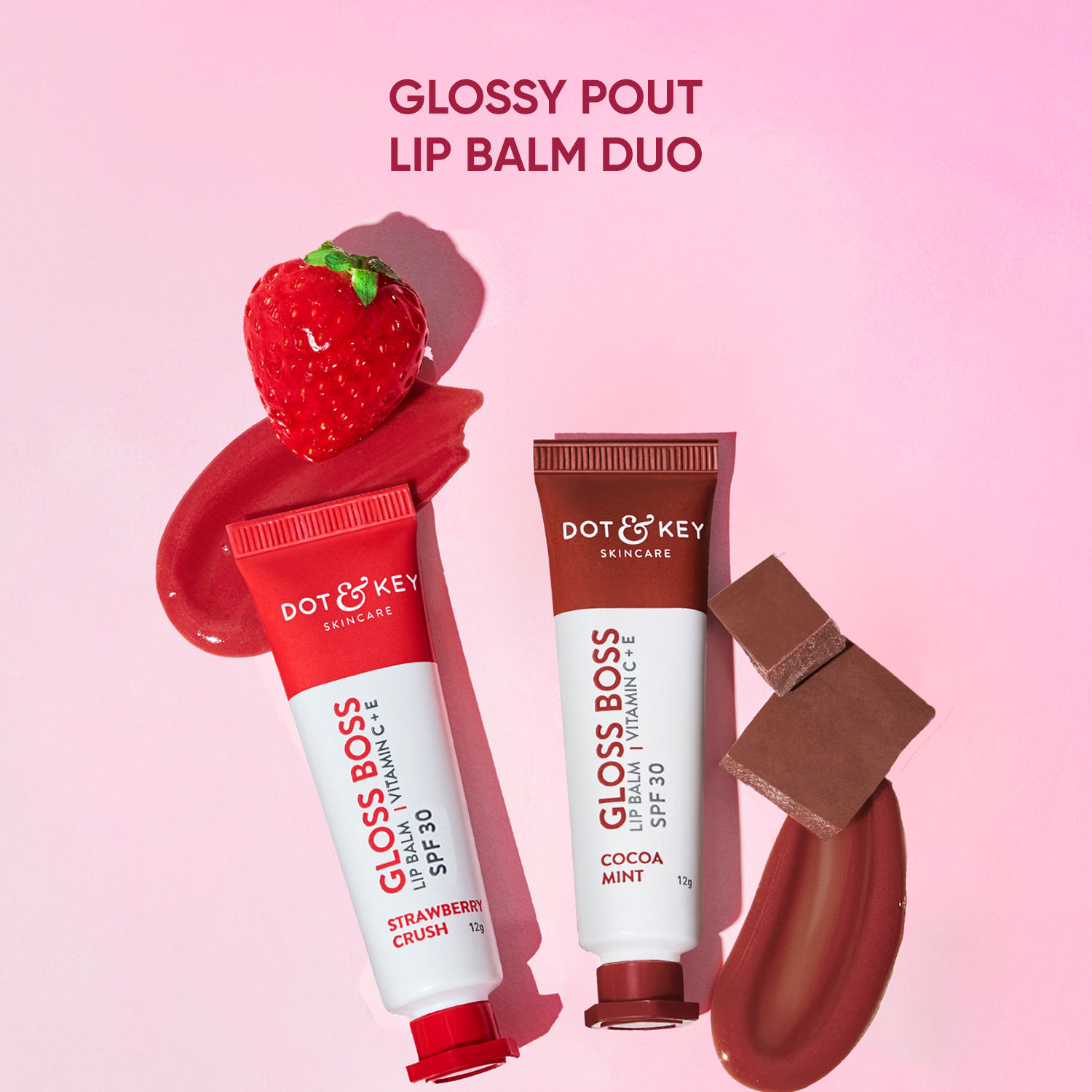 Buy Dot & Key Gloss Boss Lip Balm Gift Set SPF 30 - Strawberry & Cocoa, 20g | Lip balm - Purplle