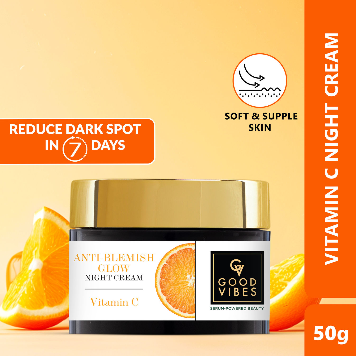 Buy Good Vibes Anti-Blemish Vitamin C Glow Night Cream | Spotless, Brightening, Depigmentation, Reduces dark spot, Skin renewing, Sleep treatment (50g) - Purplle