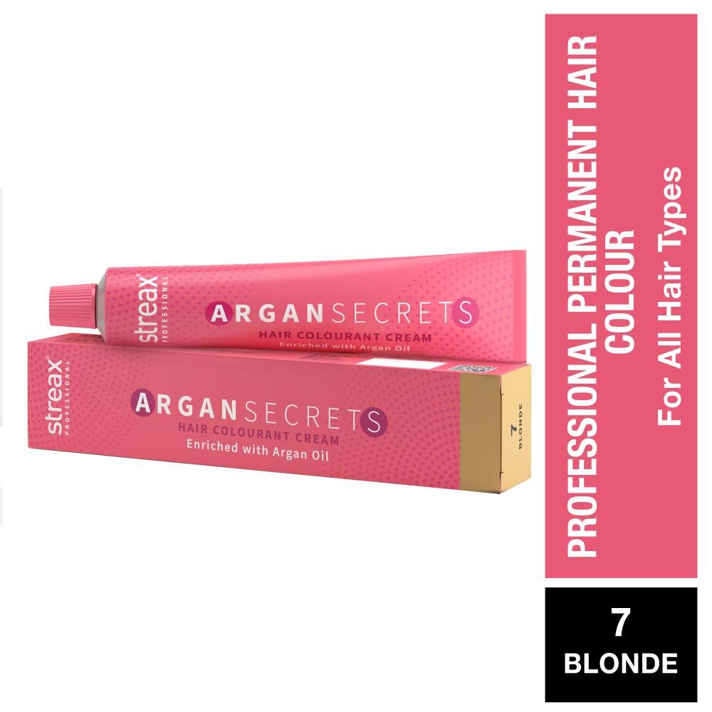 Buy Streax Professional Argan Secret Hair Colourant Cream - Blonde 7 (60 g) - Purplle