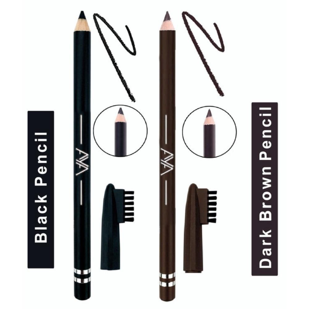 Buy AYA Waterproof Eyebrow Pencil With Brush (Black And Dark Brown) - Purplle