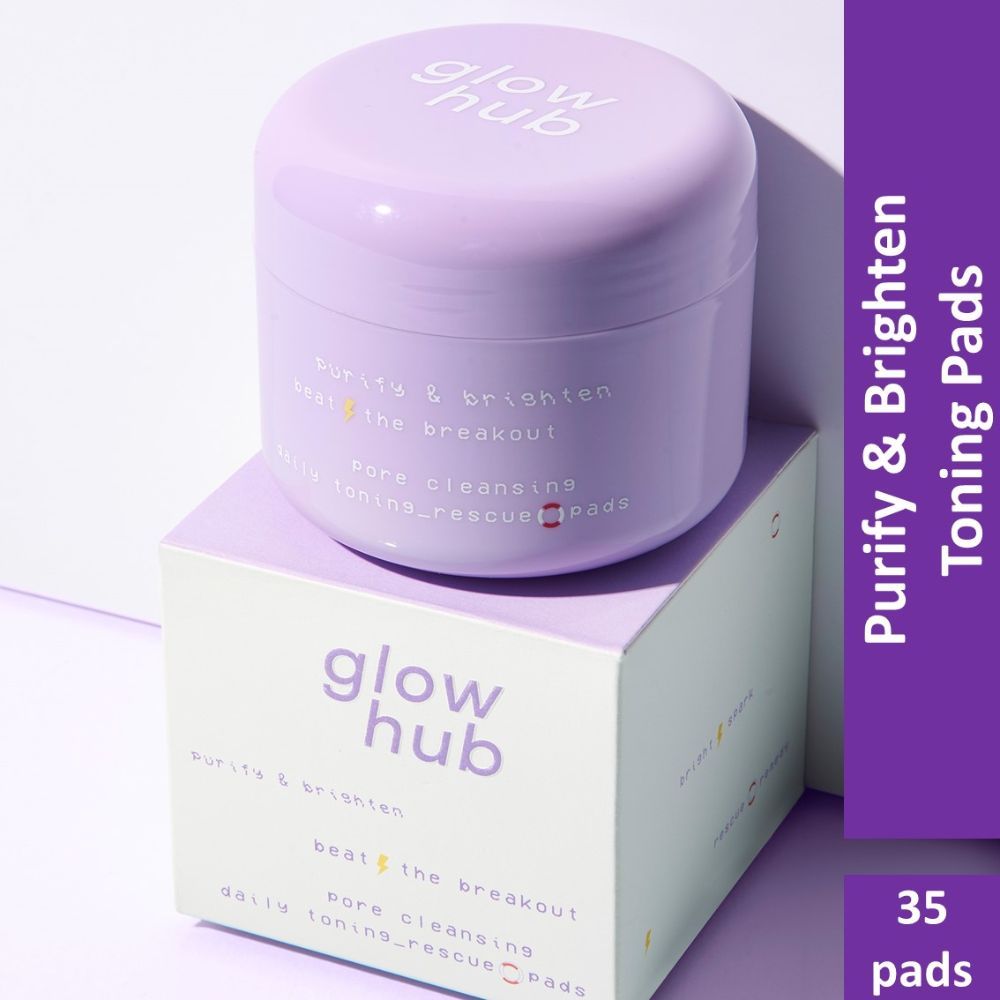 Buy Glow Hub | Purify & Brighten Pore Rescue Lifesaver Toning pads (35 Pads) | Black tea extract, Blueberry, Salicylic Acid, Willow bark | Brightening, Detoxifying - Purplle