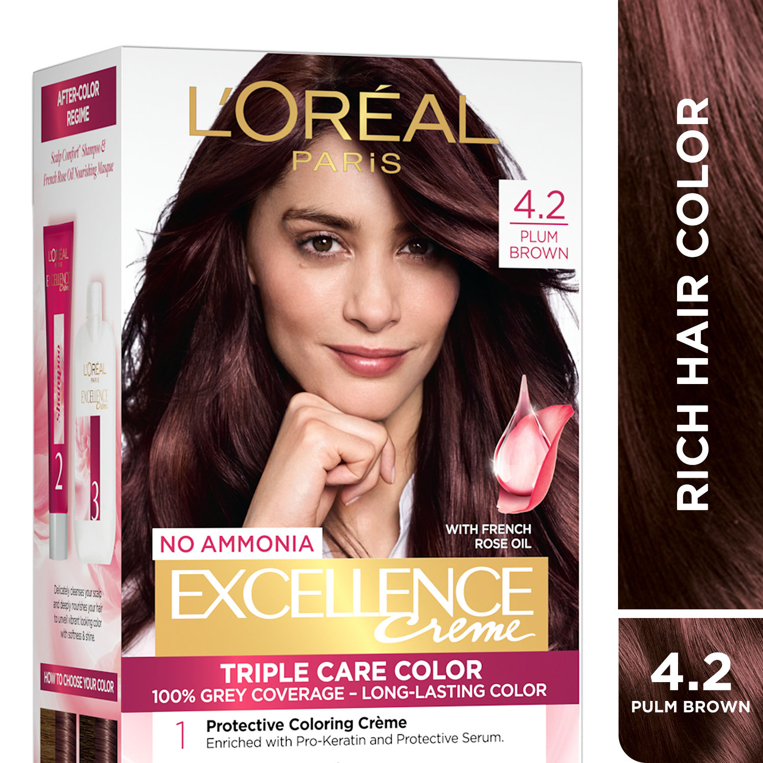 Buy L'Oreal Paris Excellence Creme Hair Color - Plum Brown 4.2 (72 ml+100 g) - Purplle