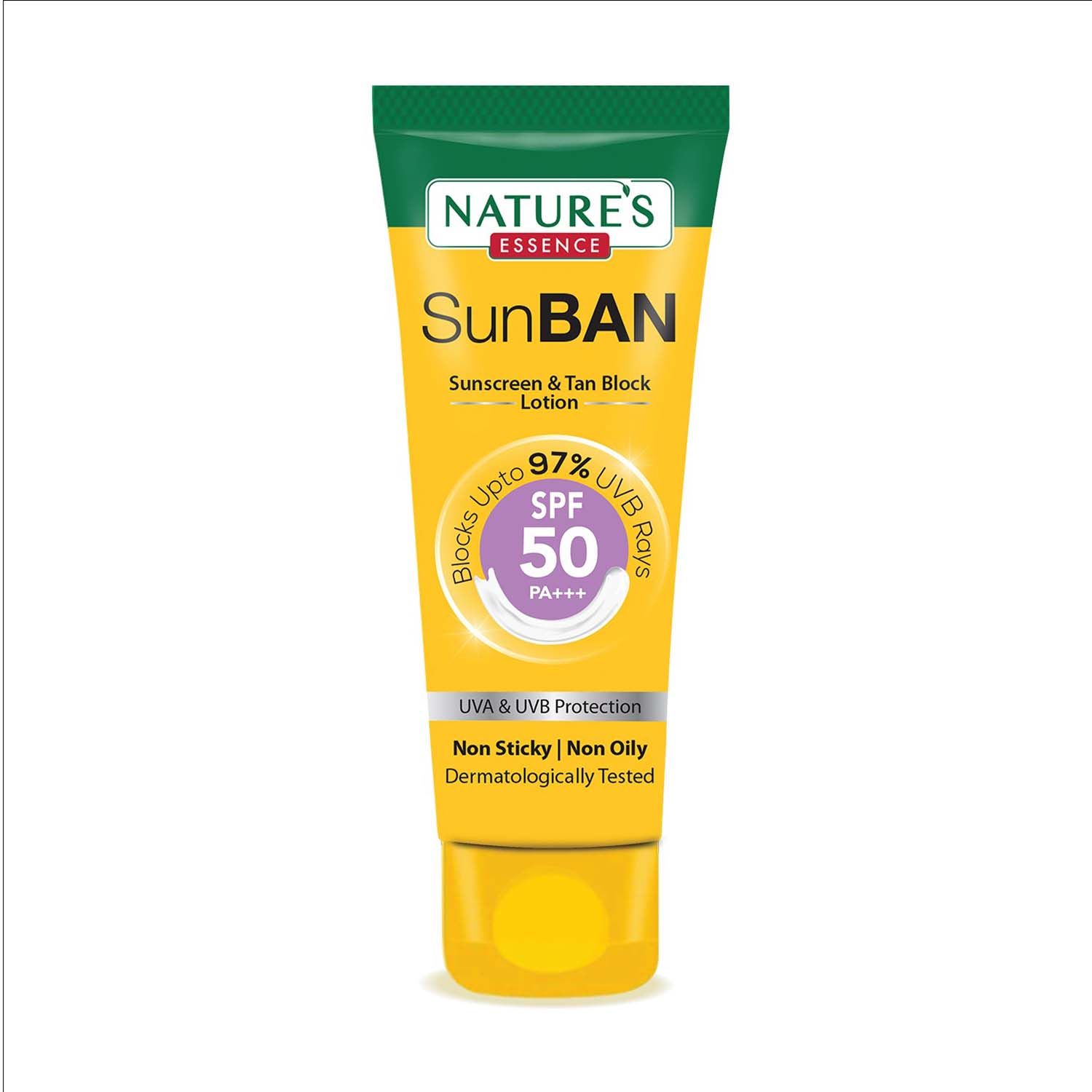 Buy Nature's Essence SunBan SPF 50 PA+++ Sunscreen & Tan Block Lotion | Non-comedogenic| 60ml - Purplle