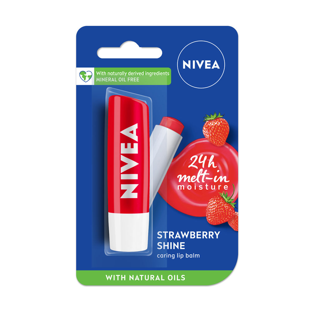 Buy NIVEA Lip Balm Fruity Strawberry Shine 4.8g - Purplle