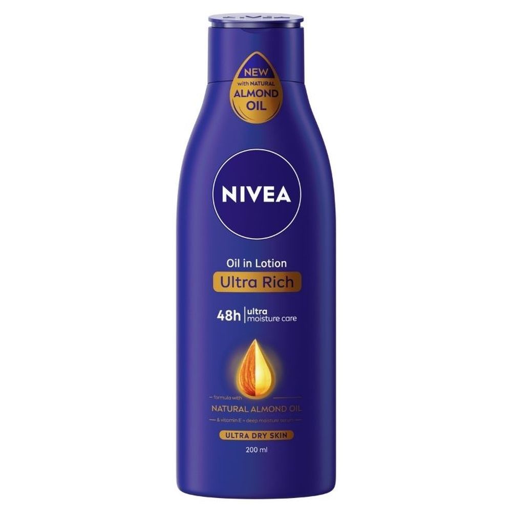 Buy NIVEA Body Lotion for Extremely Dry Skin, Oil in Lotion Ultra Rich, With Natural Almond Oil & Vitamin E, 48h Moisture Care, 200 ml - Purplle