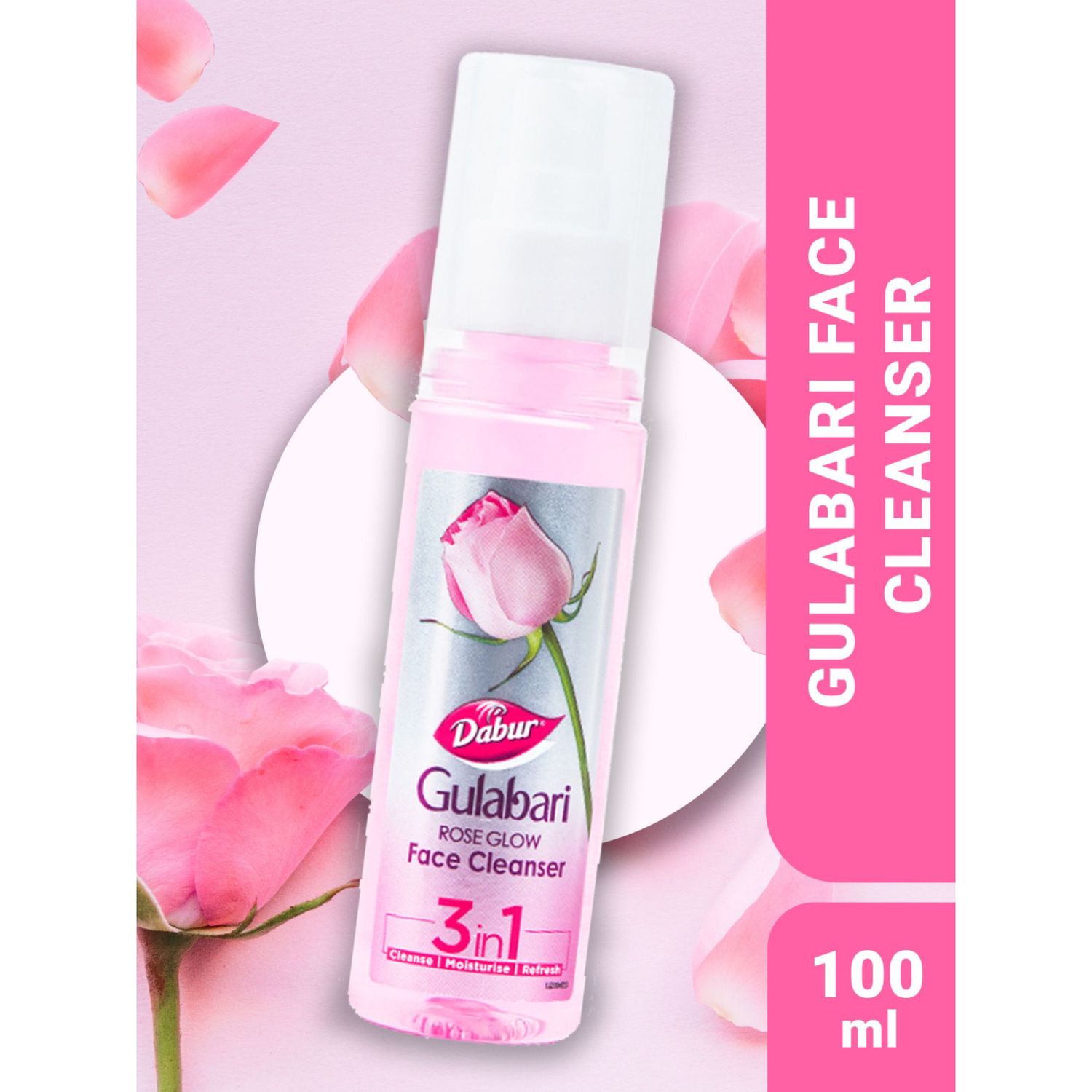 Buy Dabur Gulabari Rose Glow Face Cleanser - 100ml | For All Skin Types | 3 in 1 Cleanser | Cleaner, Balanced & Hydrated Skin - Purplle