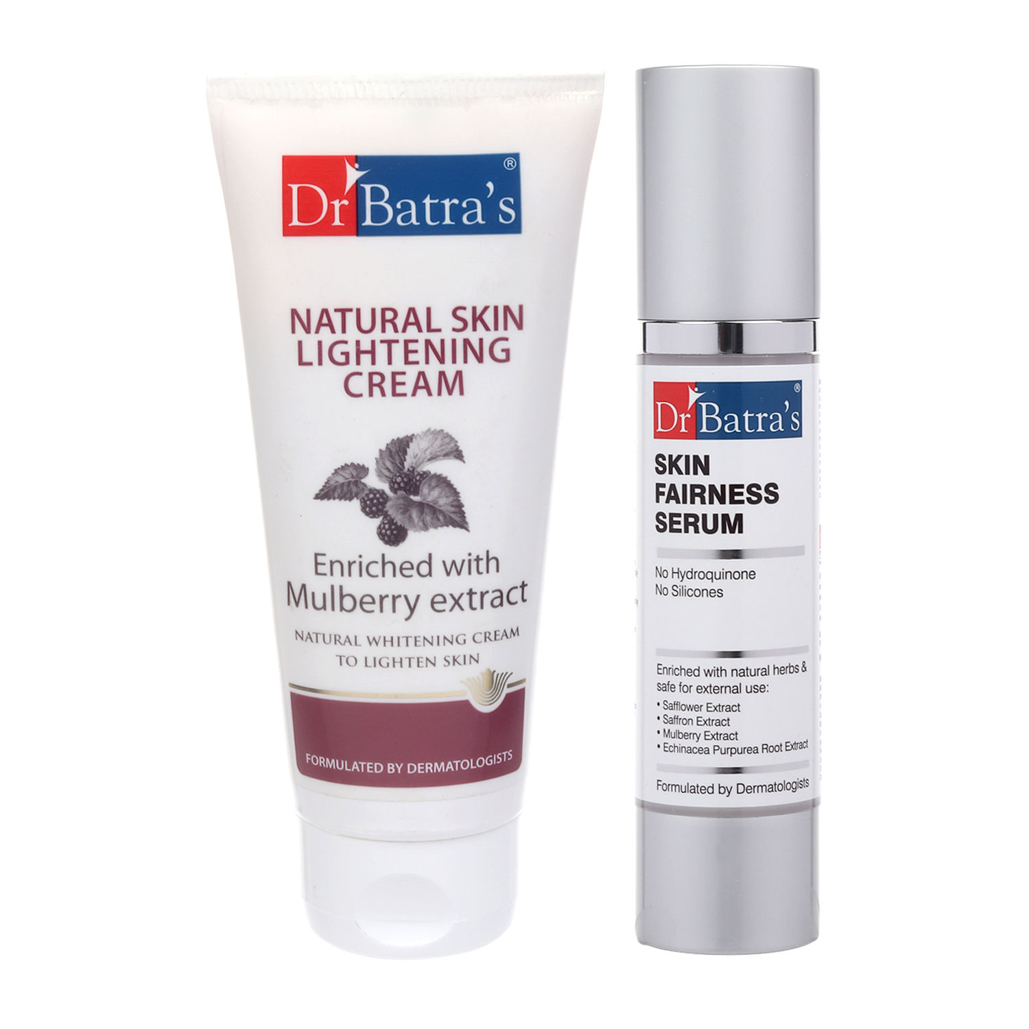 Buy Dr Batra`s Natural Skin Lightening Cream 100G and Skin Fairness Serum 50 G (Pack of 2 Men and Women) - Purplle