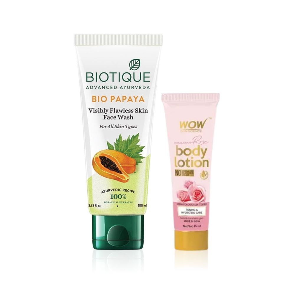 Buy Skin and Body Mini Combo | Biotique Face Wash and WOW Lotion - Purplle