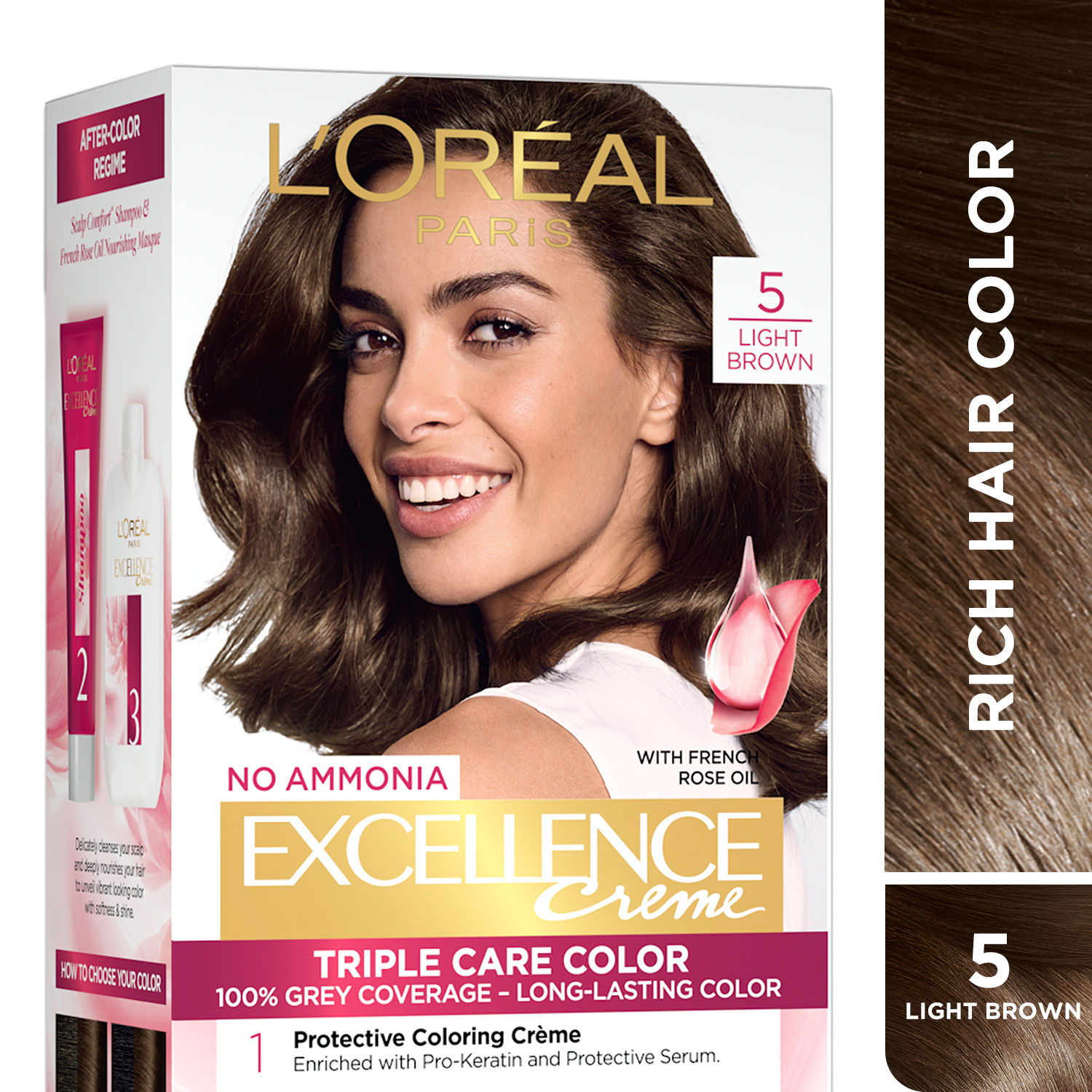 Buy L'Oreal Paris Excellence Creme Hair Color -AA Light BrownAA 5 (72 ml + 100 g) - Purplle