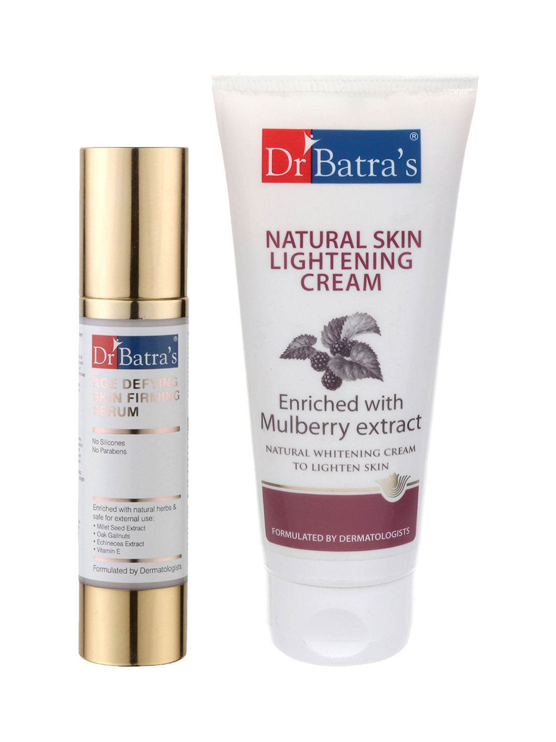 Buy Dr Batra's Age defying Skin firming Serum - 50 g and Natural Skin Lightening Cream - 100 gm (Pack of 2 For Men and Women) - Purplle