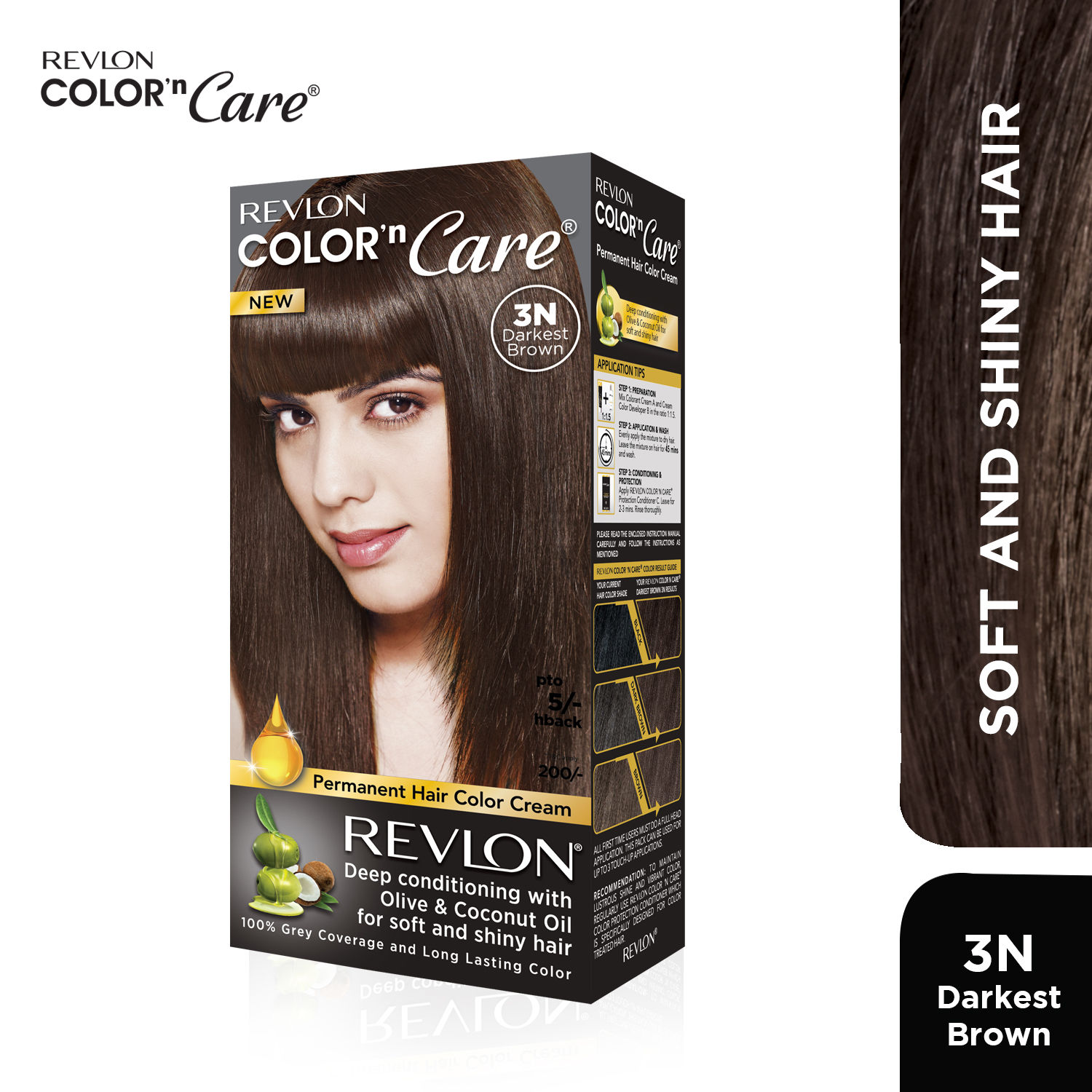 Buy Revlon Color N Care Permanent Hair Color Cream - Darkest Brown 3N - Purplle