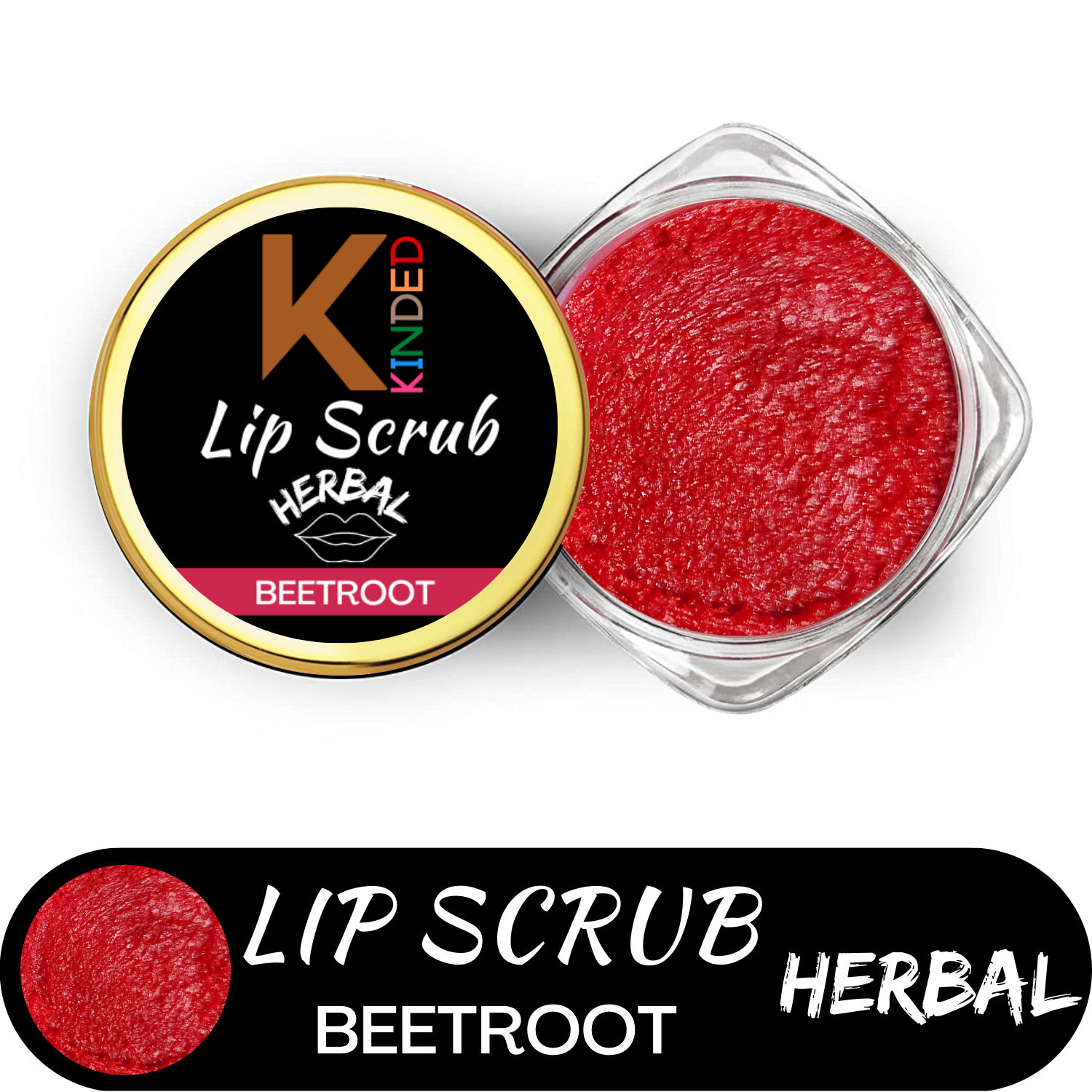 Buy KINDED Lip Sugar Scrub Herbal Natural Essential Oils Exfoliating Balm Polish Scrubber for Men Women Smoked Dry Dark Chapped Lips to Lighten Pigmentation Dead Skin Tan Removal (10 gm, Beetroot) - Purplle