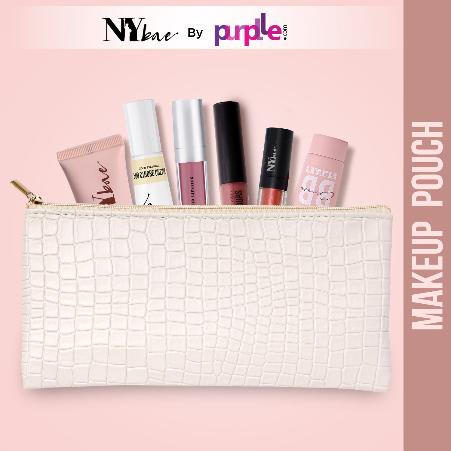 Buy NY Bae Travel Around Town Pouch | Travel Friendly | Multi Purpose Bag | Spacious - Creamy - Purplle