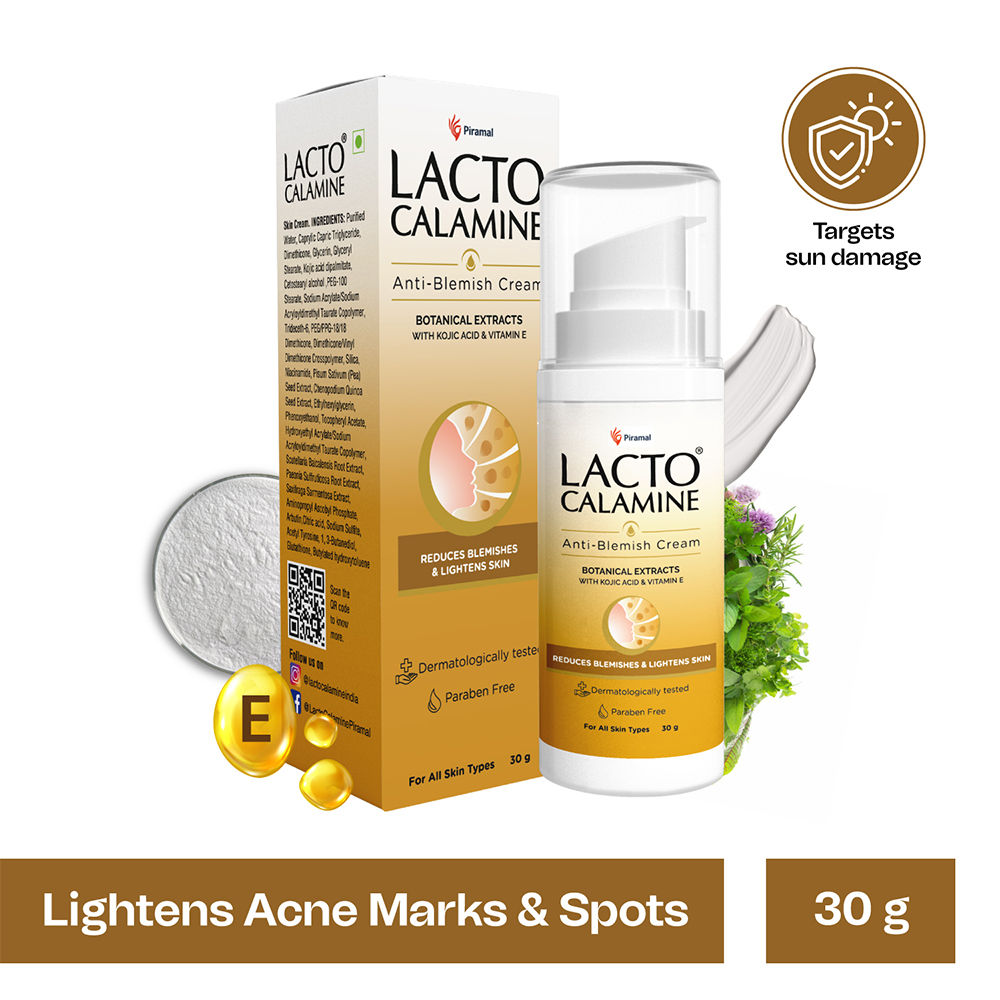 Buy Lacto Calamine Anti Blemish cream for pigmentation & blemish removal & brighten skin tone. Suitable for all skin types. Non-greasy, No Parabens, No Sulphates (30 g) - Purplle