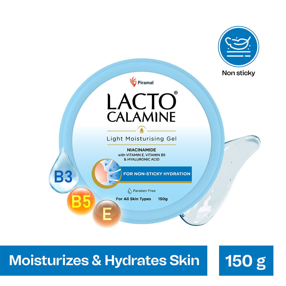 Buy Lacto Calamine Light moisturising gel. Non-sticky hydrating face & body gel with niacinamide, Hyaluronic and vitamin E. For non-oily feel & glowing skin (150 g) - Purplle