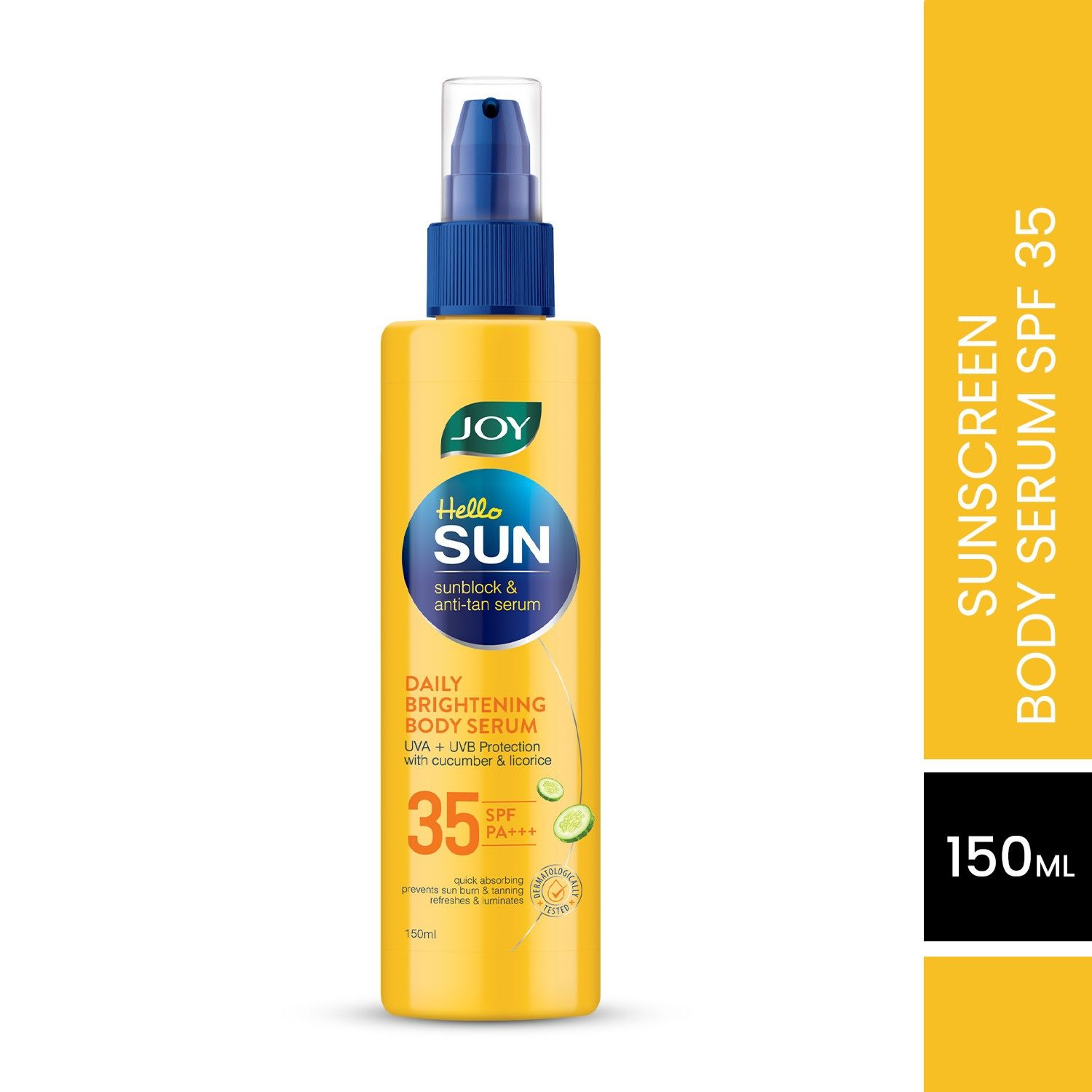 Buy Joy Hello Sun Sunblock & Anti Tan Daily Brightening Body Serum Sunscreen SPF 35 PA+++(150ml) - Purplle
