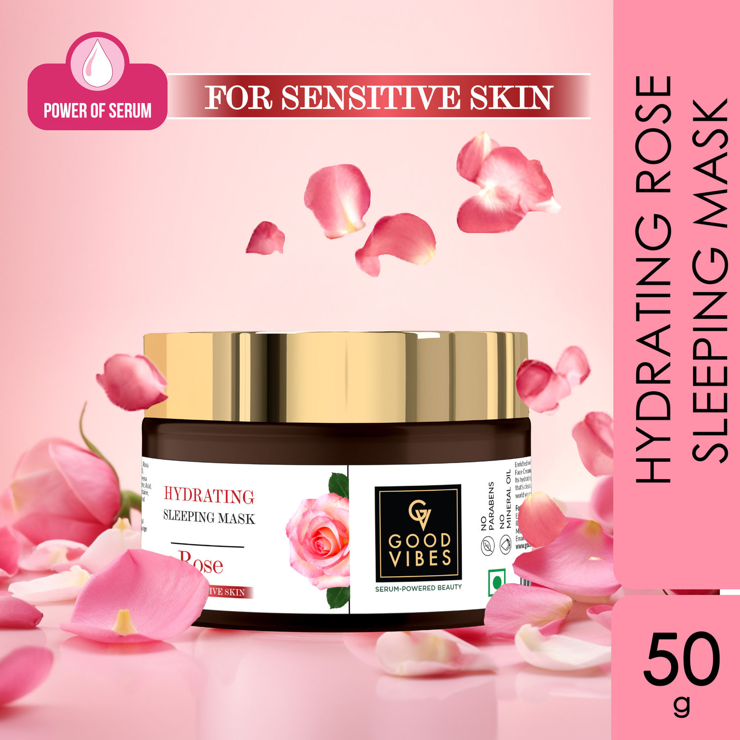 Buy Good Vibes Hydrating Rose Sleeping Mask with Power Of Serum (50g) | Dermatologically Tested for Sensitive skin | Made from Chaitri Roses - Purplle