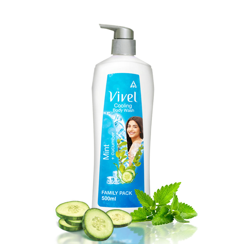 Buy Vivel Body Wash, Mint & Cucumber Shower Creme, Cooling & Moisturising Shower Gel, For Soft and Smooth Skin, For Women and Men 500ml Pump - Purplle
