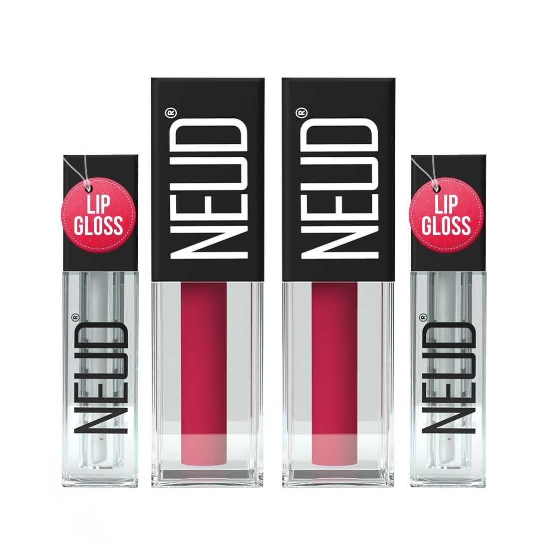 Buy NEUD Matte Liquid Lipstick Hottie Crush with Jojoba Oil, Vitamin E and Almond Oil - Smudge Proof 12-hour Stay Formula with Free Lip Gloss - 2 Packs - Purplle