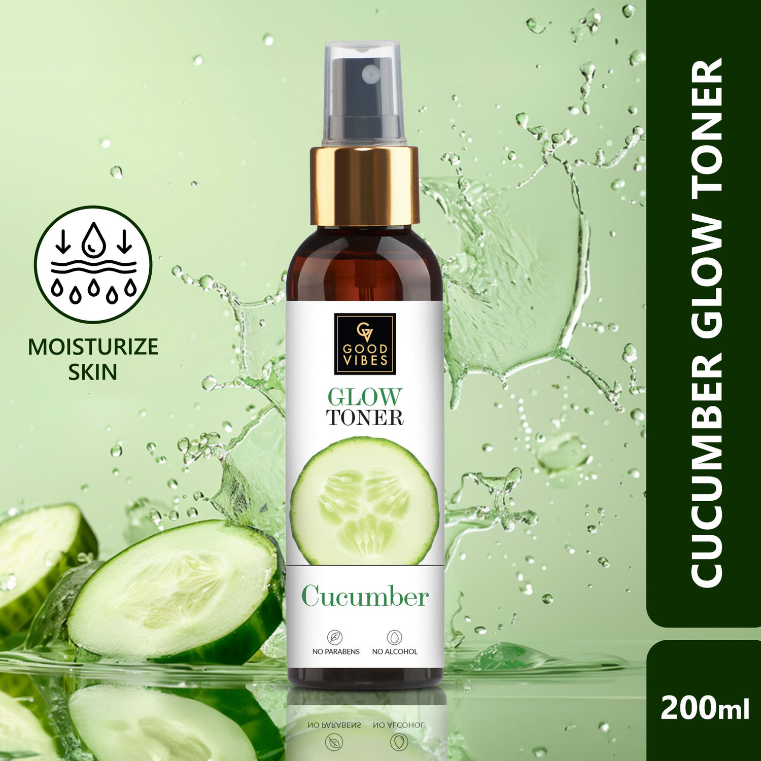 Buy Good Vibes Cucumber Glow Toner | Hydrating, Minimizes Pores | With Liquorice | No Parabens, No Alcohol, No Sulphates, No Animal Testing (200 ml) - Purplle