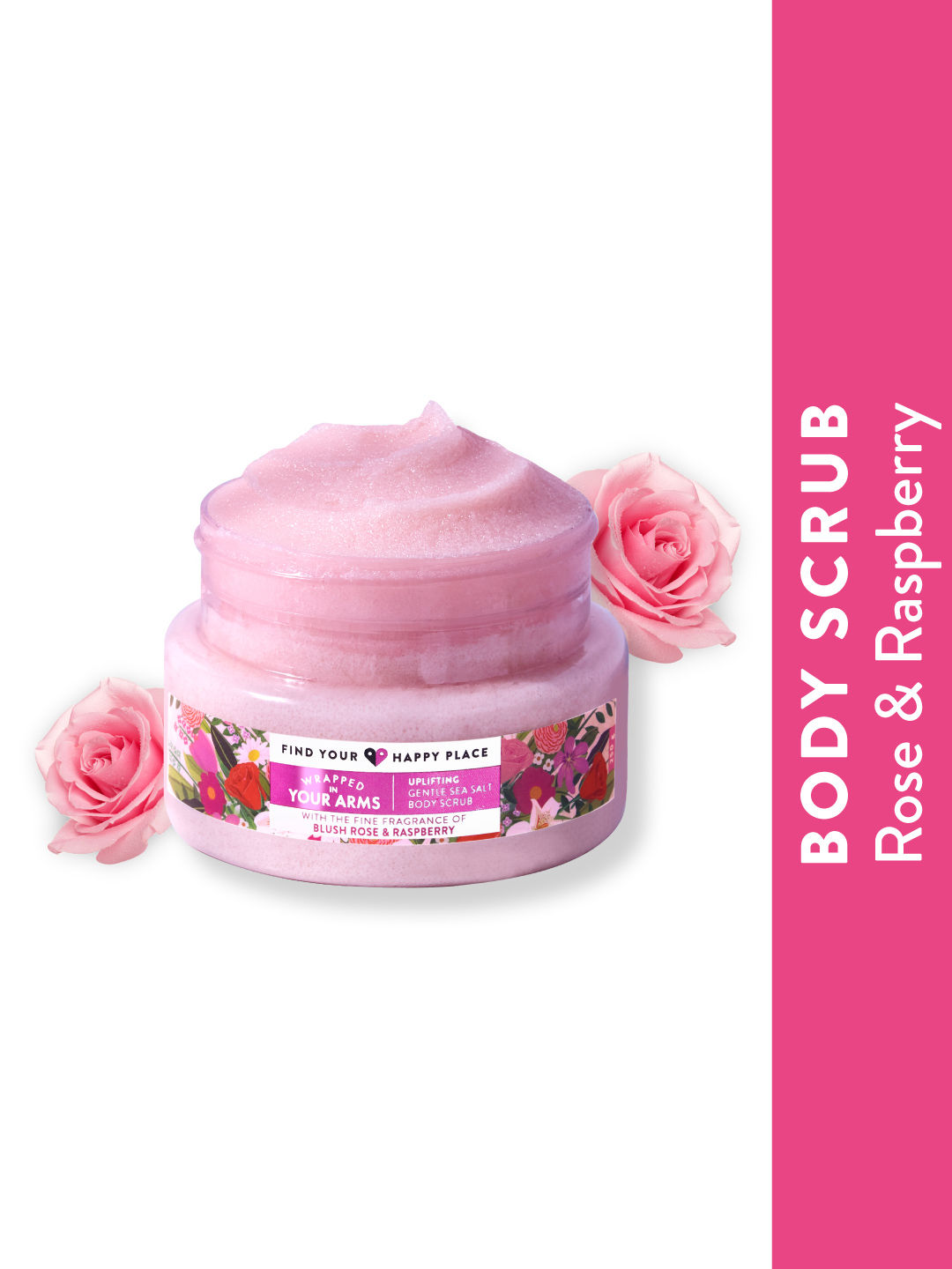 Buy Find Your Happy Place - Wrapped In Your Arms Exfoliating Body Scrub Blush Rose & Raspberry 250g - Purplle