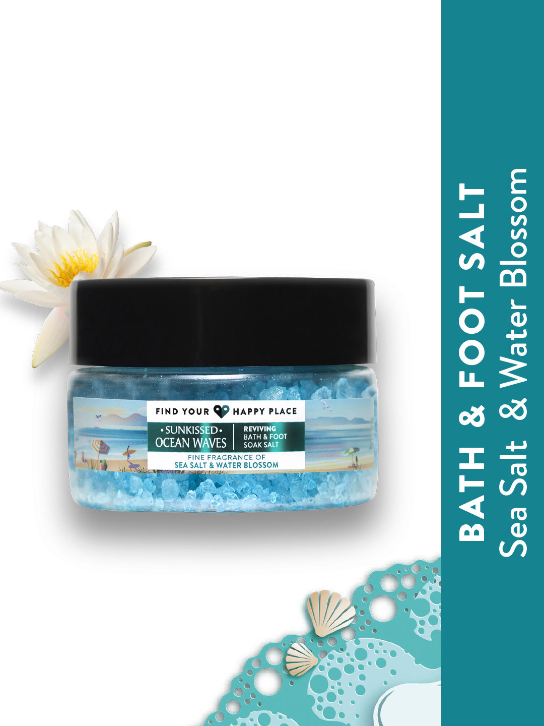 Buy Find Your Happy Place - Sunkissed Ocean Waves Bath & Foot Soak Salt Sea Salt & Water Blossom 250g - Purplle