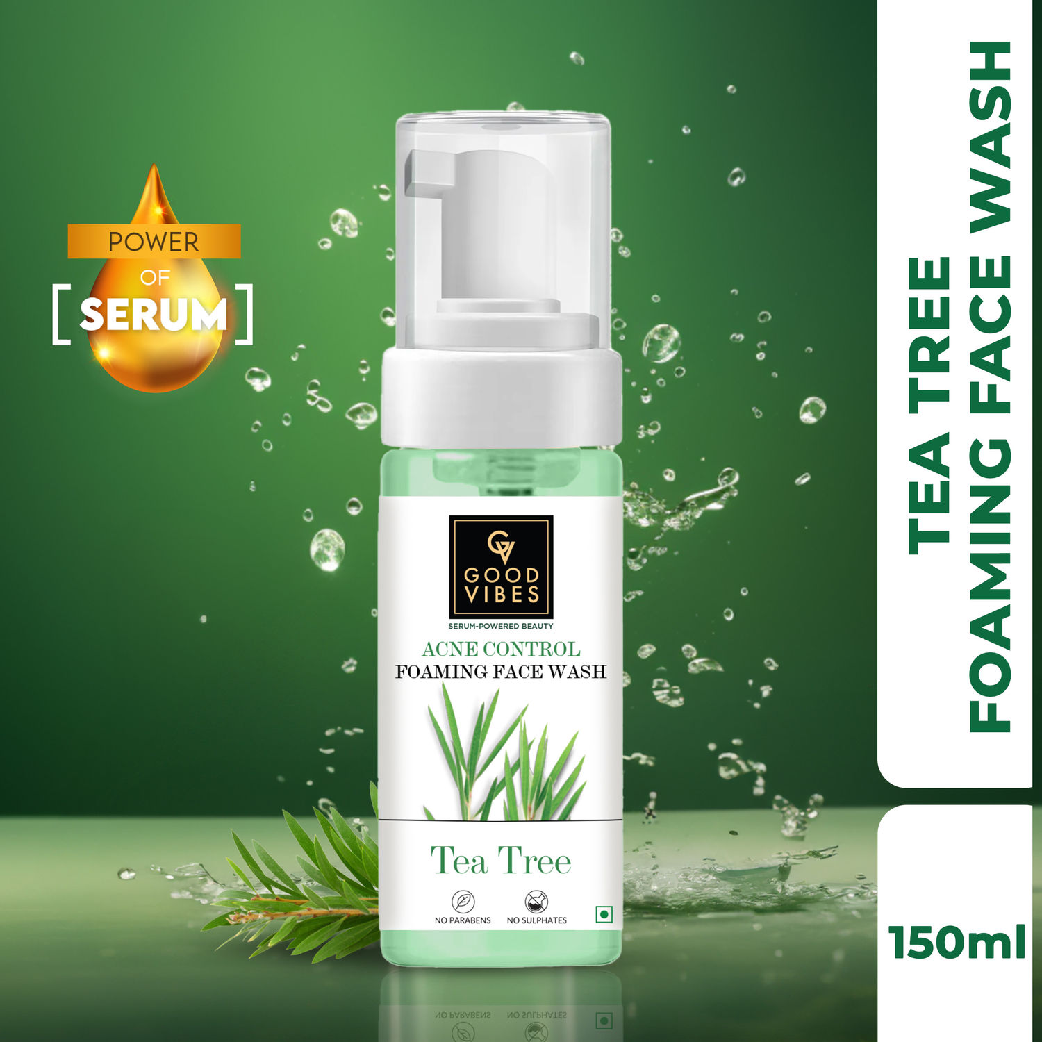 Buy Good Vibes Acne Control Tea Tree Foaming Face Wash with Power of Serum (150 ml) - Purplle