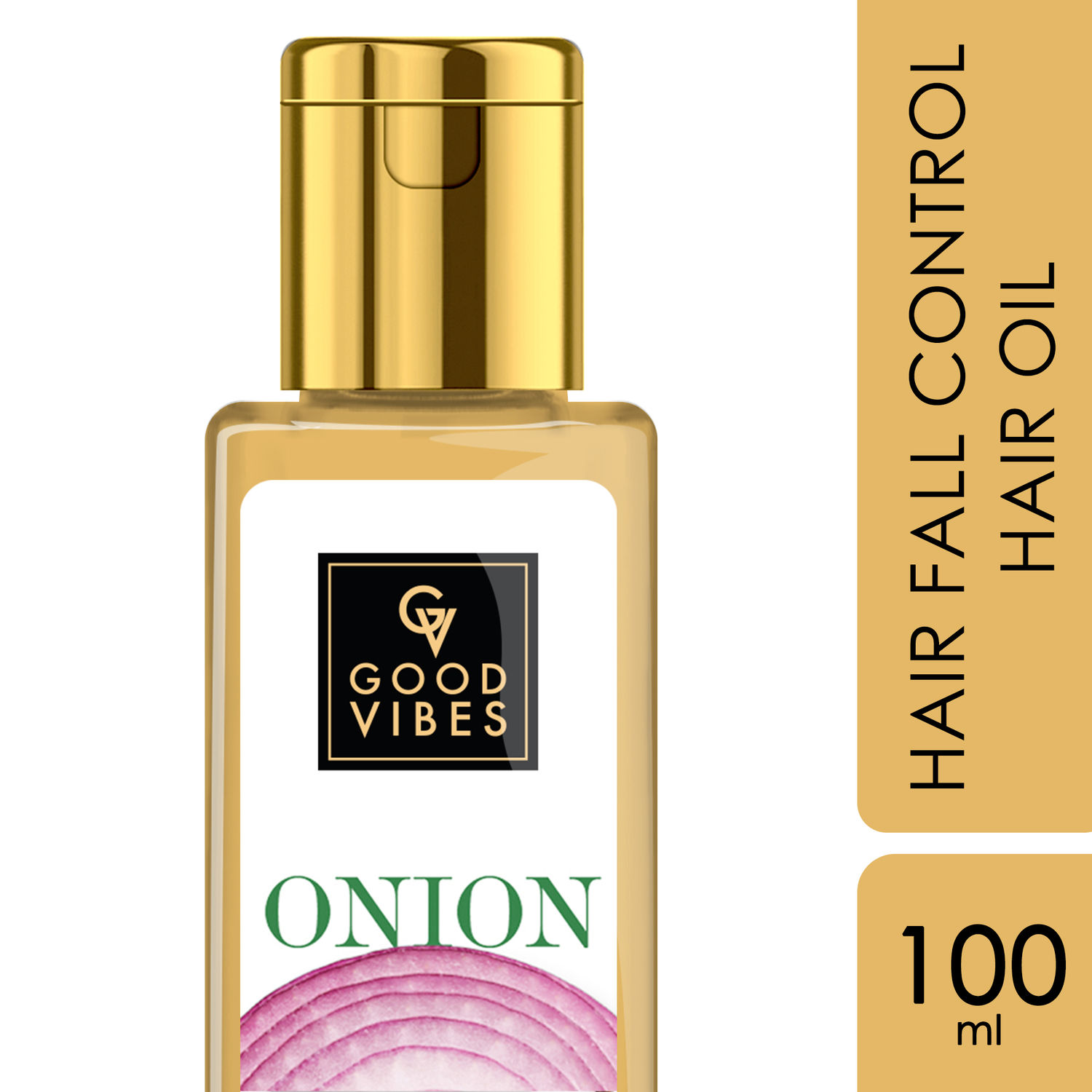 Buy Good Vibes Onion Hairfall Control Oil | Strengthening | Hair Growth | No Parabens, No Sulphates, No Mineral Oil, No Animal Testing (100 ml) - Purplle