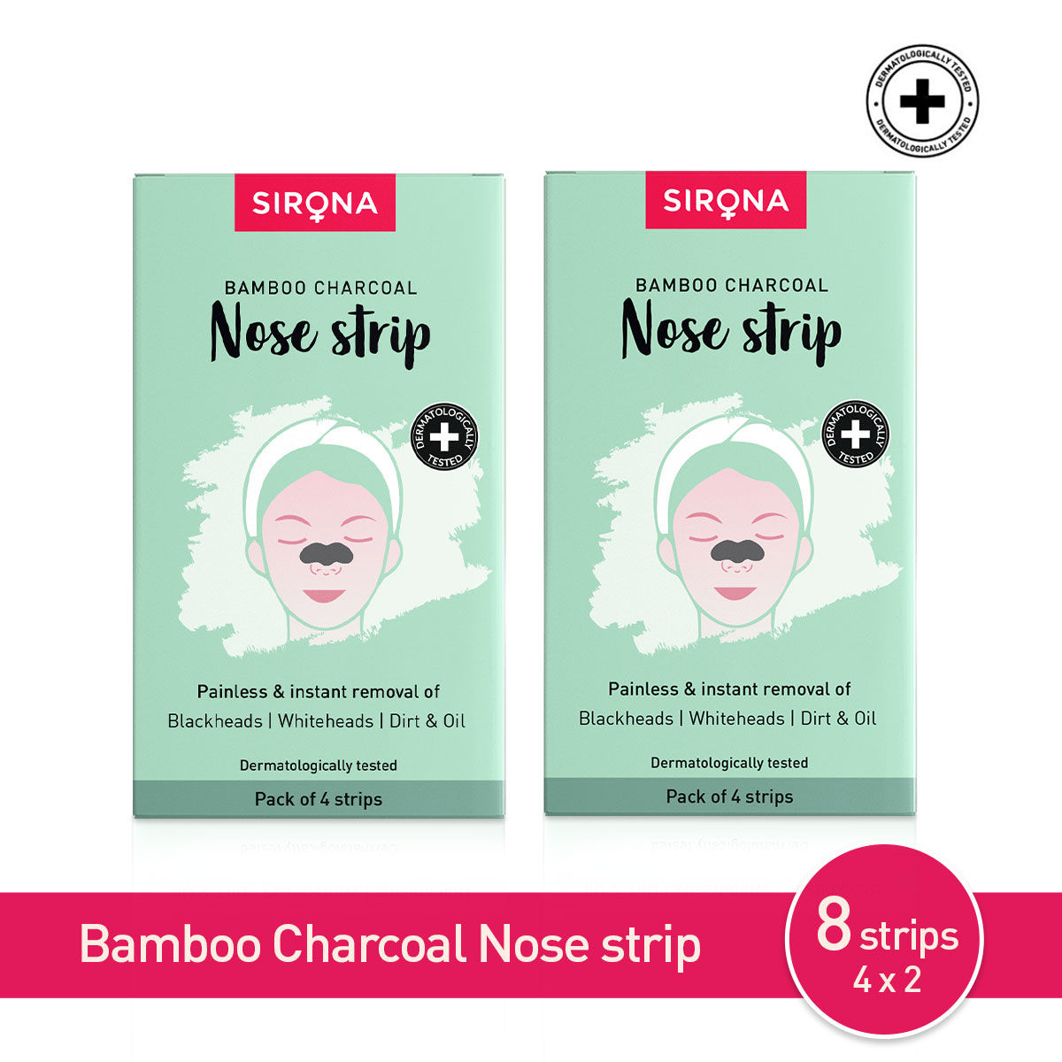 Buy Sirona Bamboo Charcoal Nose Strips for Women | Removes Blackheads and Whiteheads | 4 x 2 Strips - Purplle