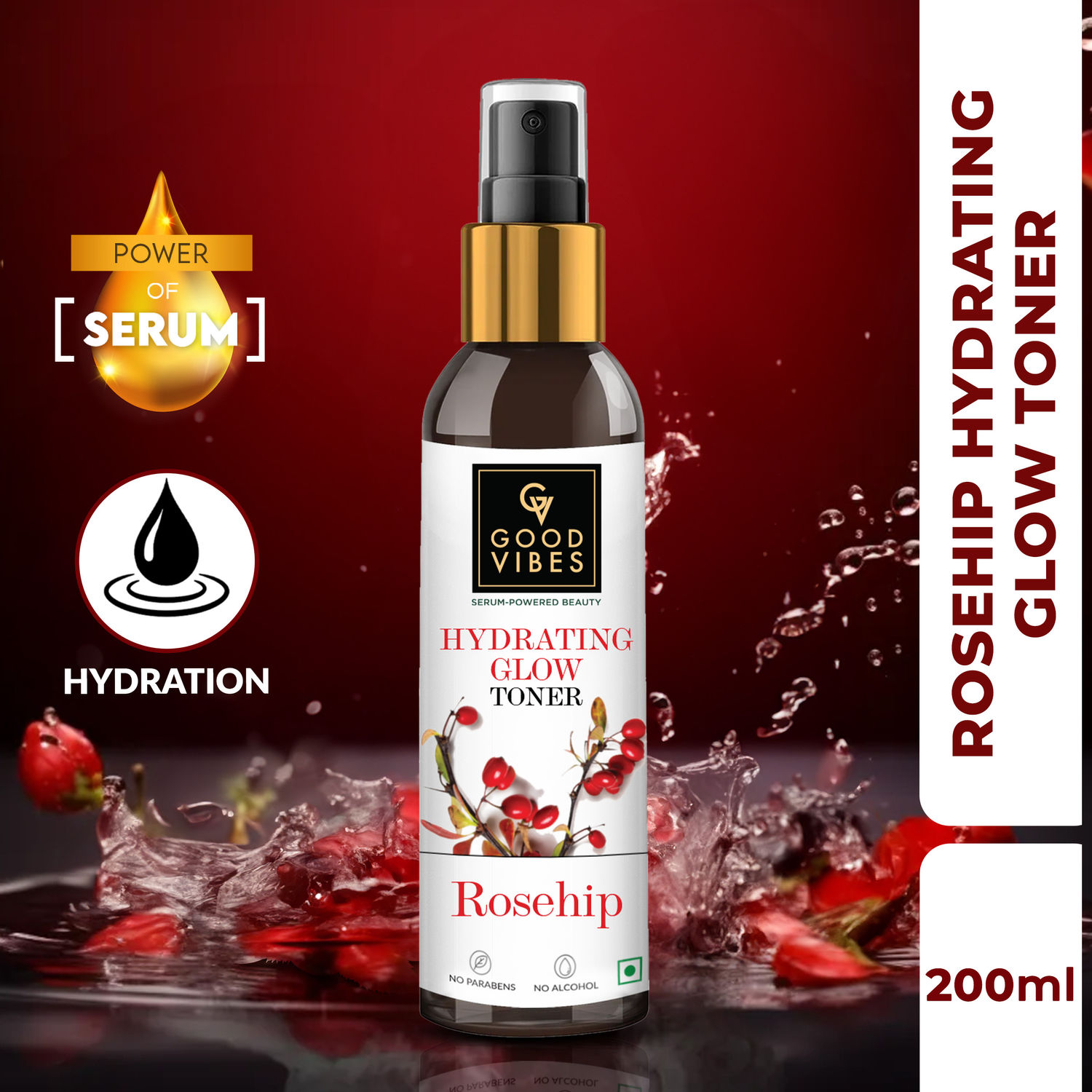 Buy Good Vibes Hydrating Glow Rosehip Toner with Power Of Serum (200 ml) - Purplle
