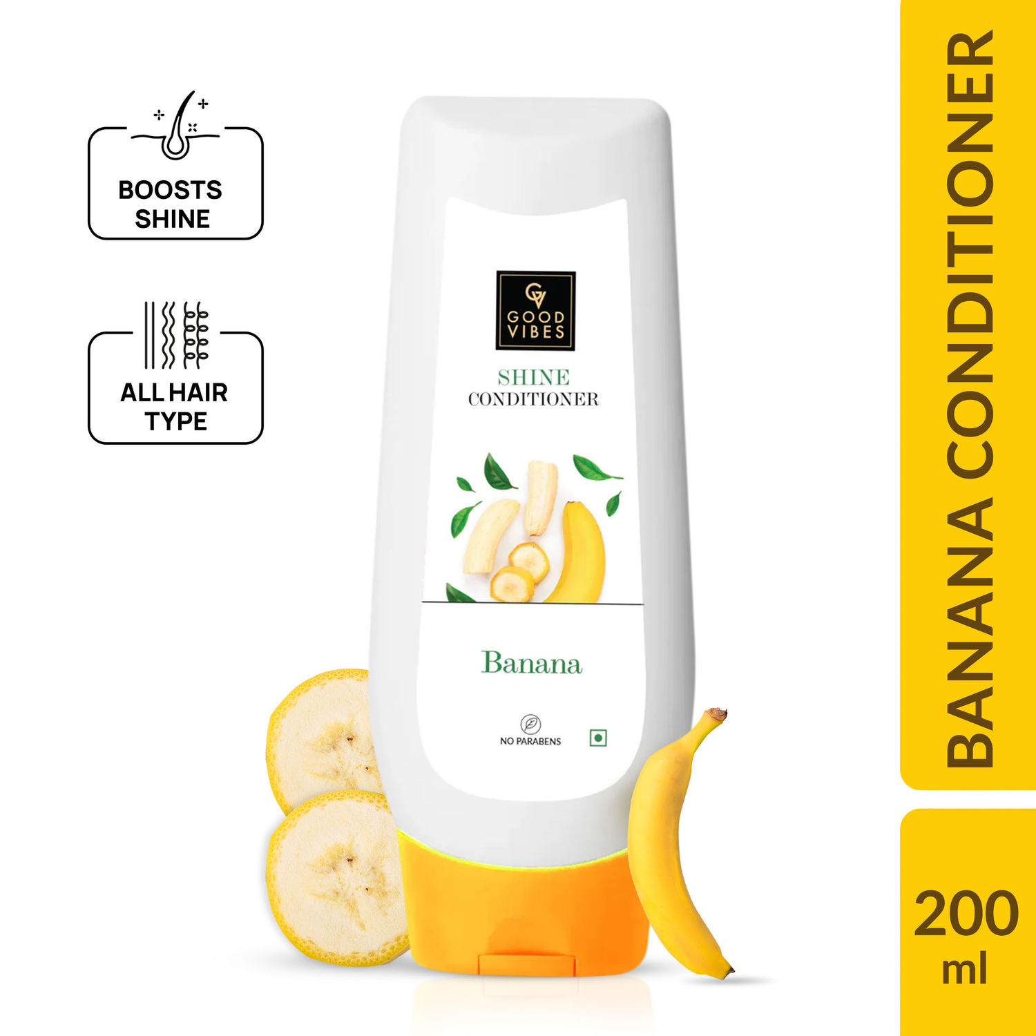 Buy Good Vibes Banana Shine Conditioner | Conditioning, Hair Growth | No Parabens, No Animal Testing (200 ml) - Purplle