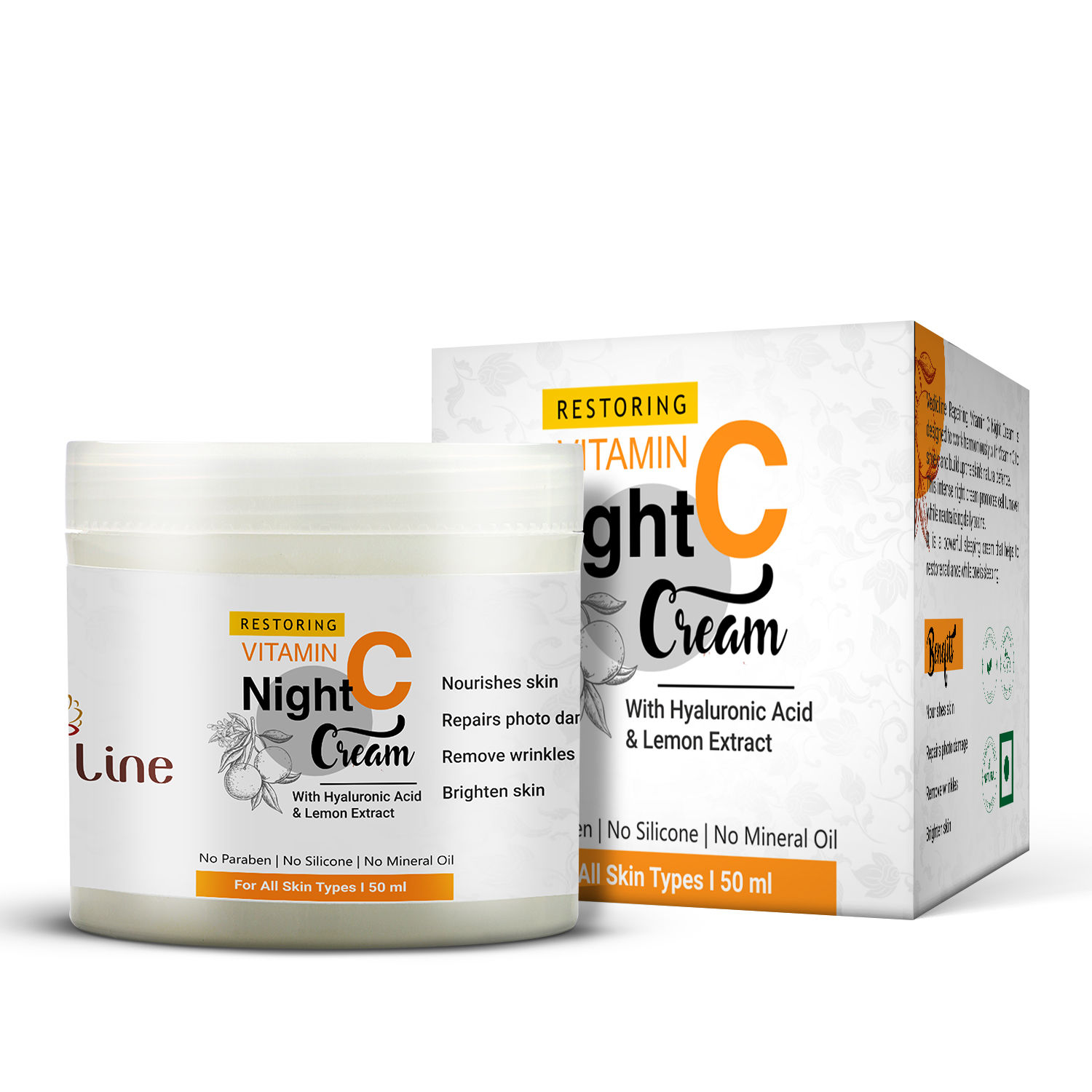 Buy Vedicline Vitamin C Night Cream, Minimize Dark Spots & Dark Circles, Pigmentation With Citrus Lemon Extract, Aloe Vera, Sweet Almond Oil For Rejuvenating Skin, 50ml - Purplle