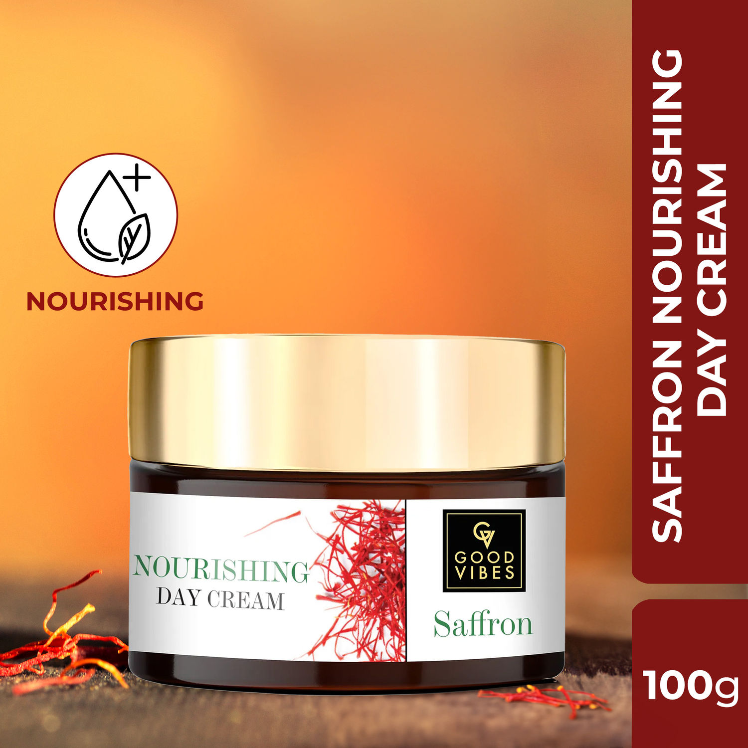 Buy Good Vibes Saffron Nourishing Day Cream | Hydrating, Glow | With Coffee | No Parabens, No Sulphates, No Mineral Oil, No Animal Testing (100 g) - Purplle