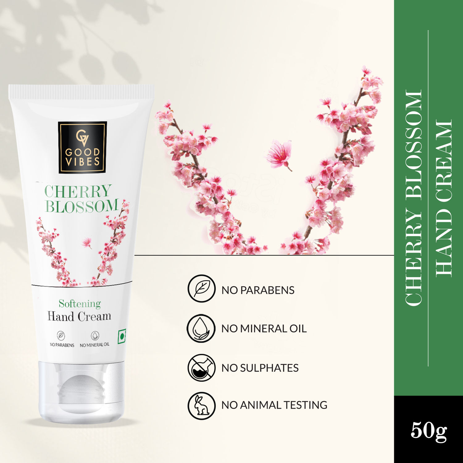 Buy Good Vibes Cherry Blossom Softening Hand Cream | Hydrating, Lightweight, Moisturizing | No Parabens, No Sulphates, No Mineral (50 gm) - Purplle