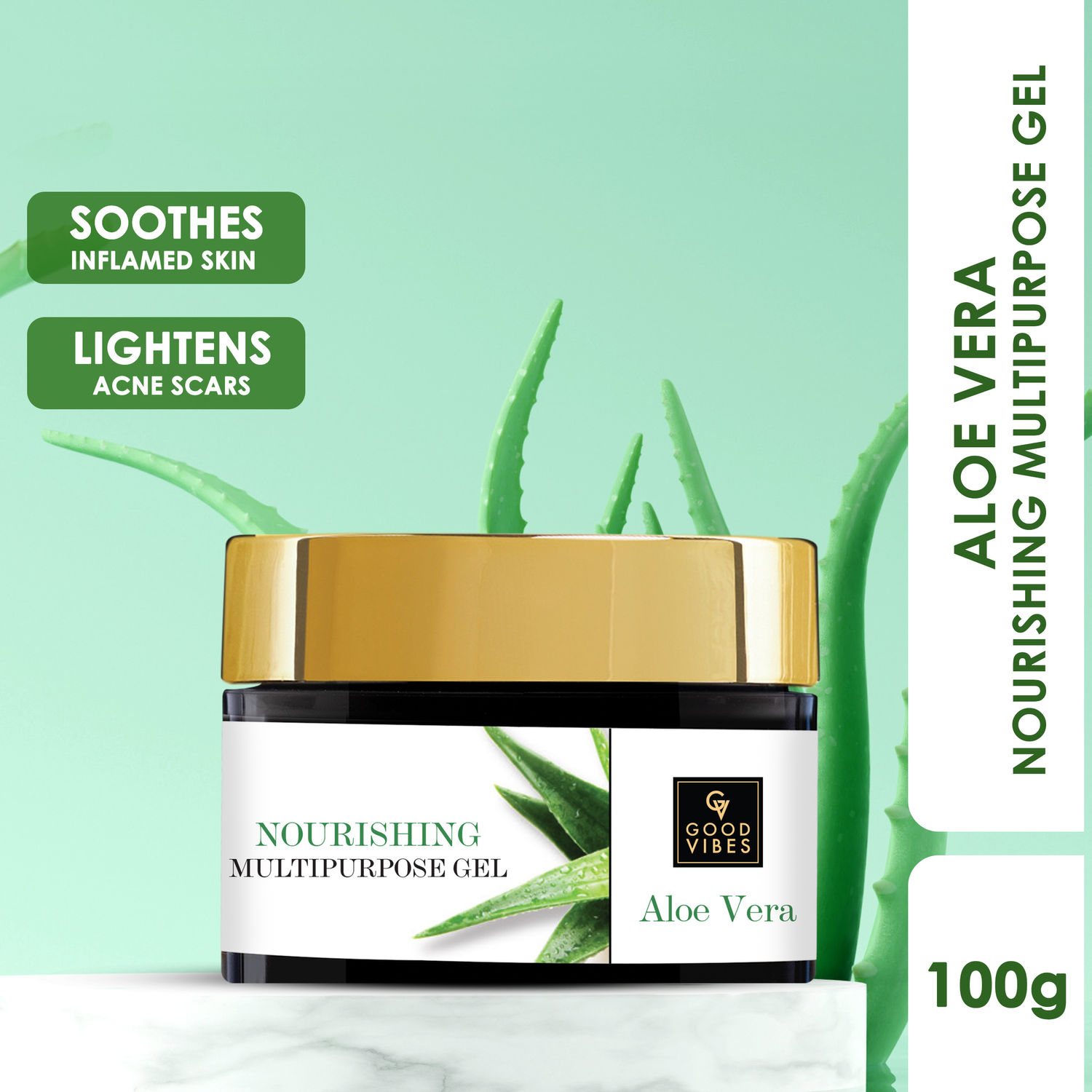 Buy Good Vibes Aloe Vera Nourishing Multipurpose Gel |Anti-Acne, Ageing | With Neem | No Parabens, No Sulphates, No Mineral Oil, No Animal Testing (100 g) - Purplle